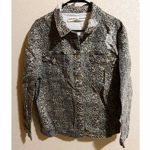 Oversized cheetah print jean jacket